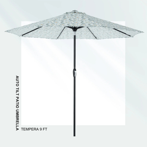 9Ft Auto Tilt Outdoor Flora Patio Umbrella Flower