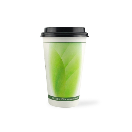 3oz-32oz PLA Eco-Friendly Disposable Double Ripple Wall Cold Hot Drink Coffee Cup with Sleeves and Lids
