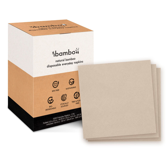 Bamboo Napkins 4.5"x4.5" Compostable Dinner Napkins