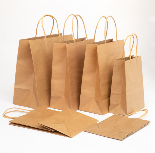 Wholesales Custom Logo Printed Recycled Packaging Shopping Gift Bag Kraft Paper Bag with Flat Handles