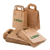 Wholesales Custom Logo Printed Recycled Packaging Shopping Bag Kraft Paper Bag with Flat Handles 