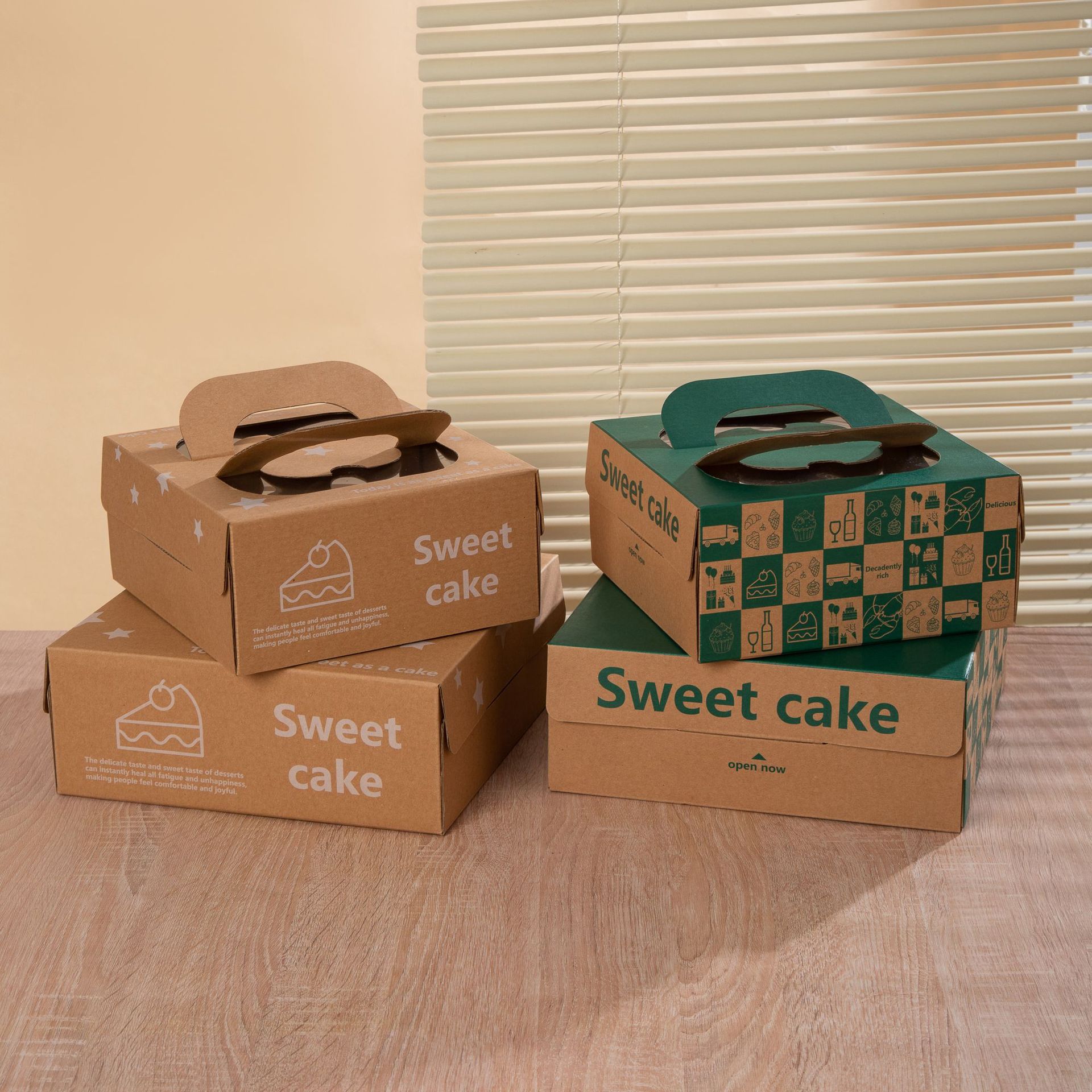 Custom Large Cardboard Kraft Paper Bakery Packing Clear Window Wedding 3 Layers Cake Box Handle Tall Box for Cake