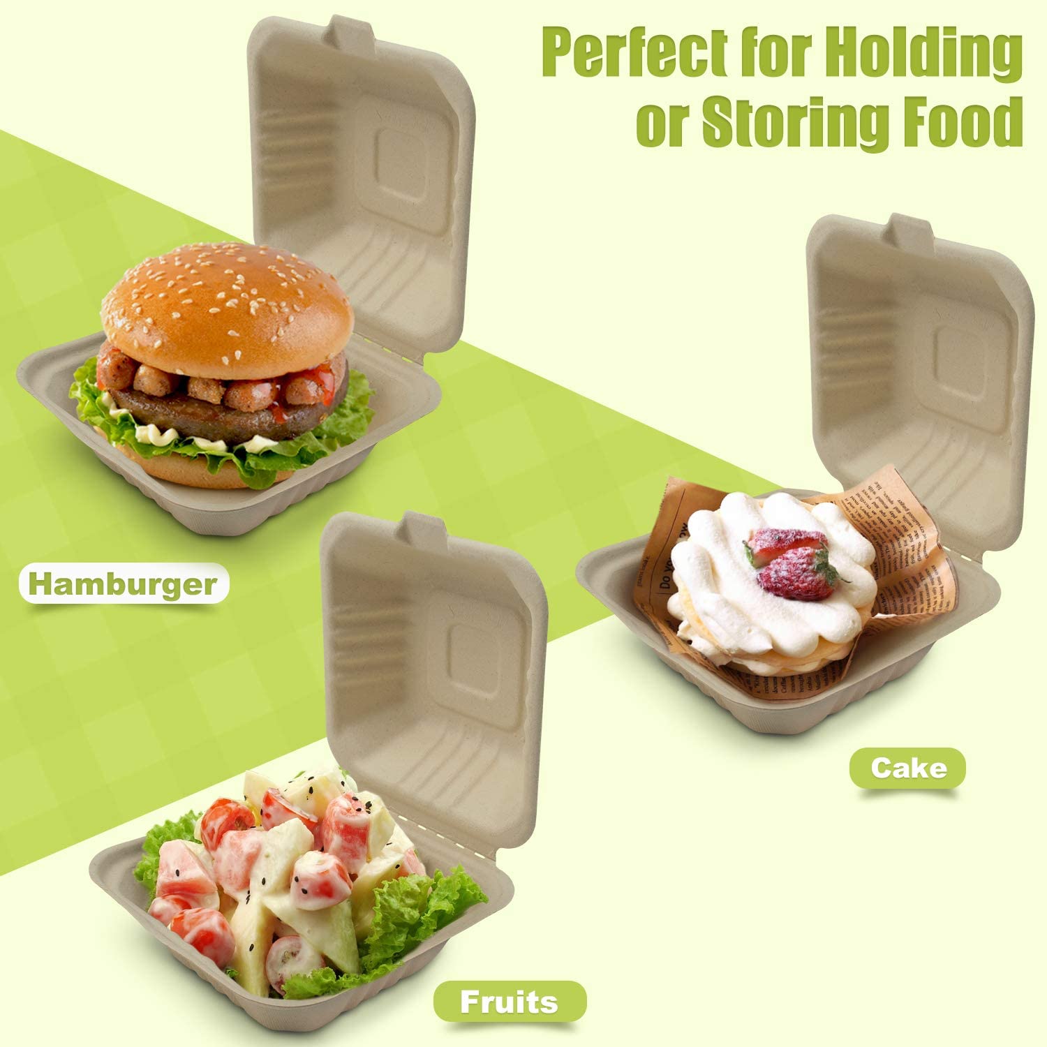 Sugarcane Bagasse Fast Food Packaging Container Burger Box 