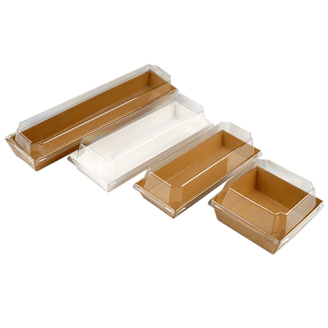 Sandwich Kraft Paper Box with Clear Lids, Individual Charcuterie Sushi Disposable Container