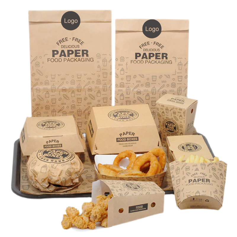 Eco Friendly Compostable Biodegradable Kraft Paper Packaging Fast Food burger box
