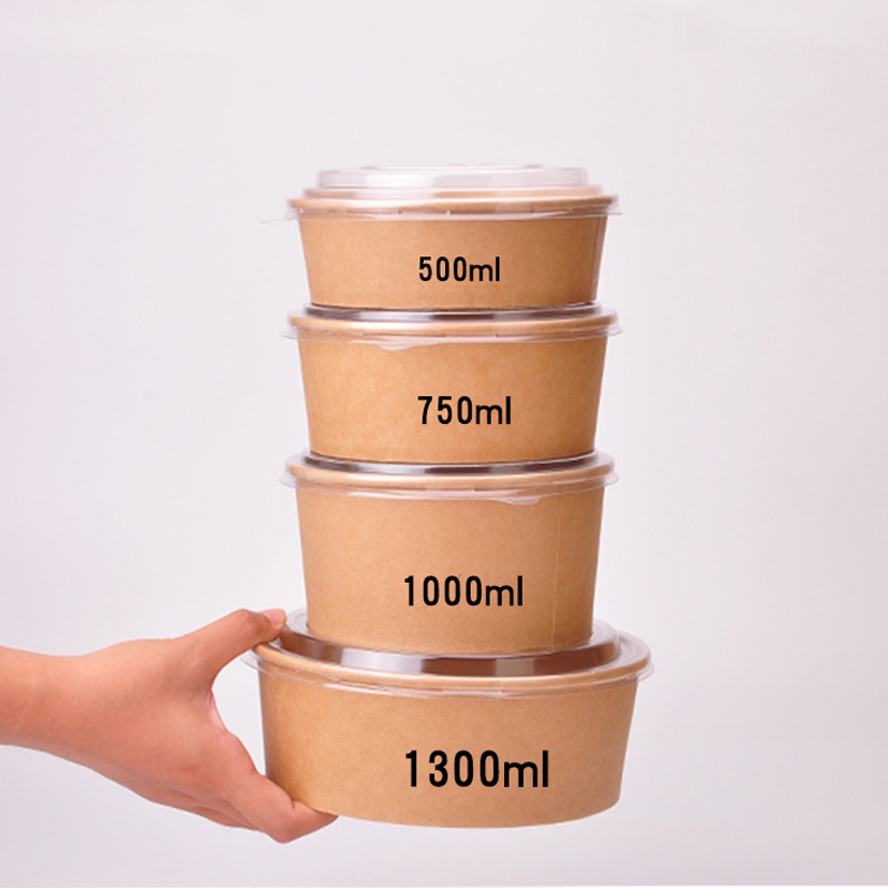 Take Away Kraft Paper Salad Bowl with PET Lid