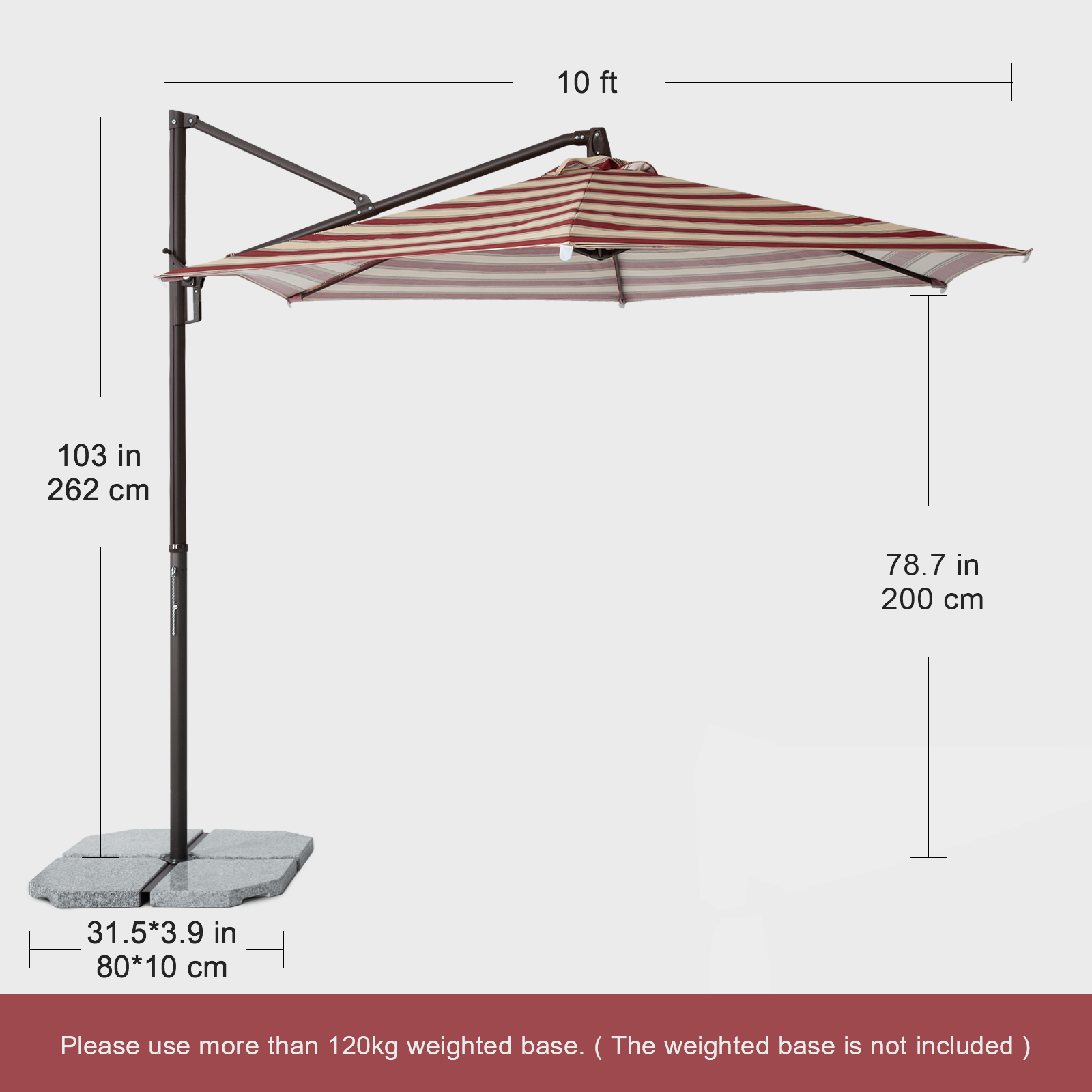 10Ft Outdoor Premium Patio Cantilever Umbrella