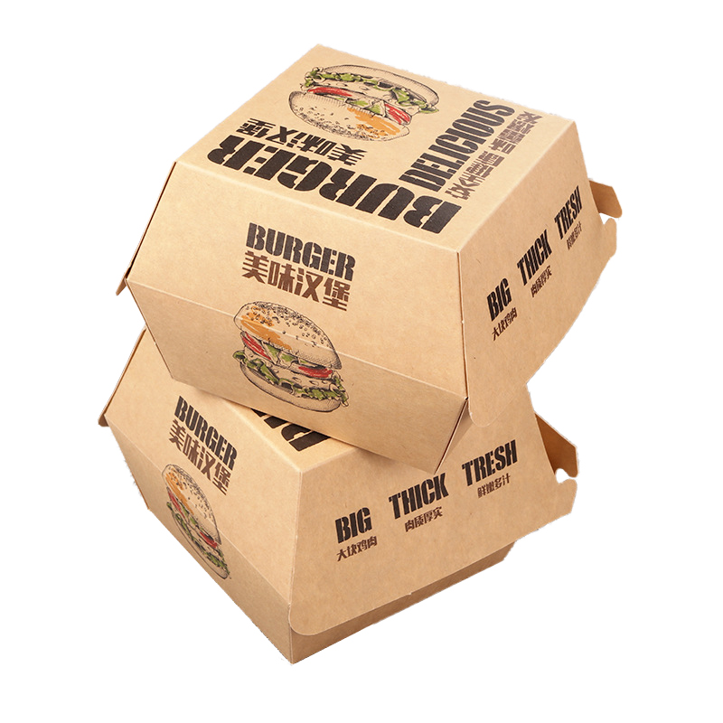 Eco Friendly Compostable Biodegradable Kraft Paper Packaging Fast Food burger box
