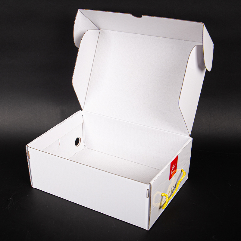 Elegant Pink and White Shoe Box Packaging for Retail Display