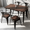 Solid Wood Dining Table Wrought Iron Table And Chair Combination