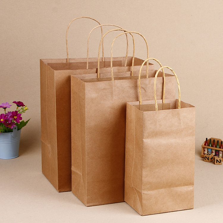 Wholesales Custom Logo Printed Recycled Packaging Shopping Gift Bag Kraft Paper Bag with Flat Handles