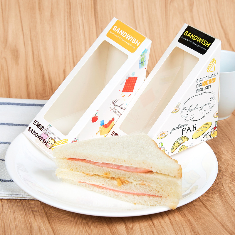 Kraft White Paper Breakfast Bread Dessert Packaging Sandwich Box