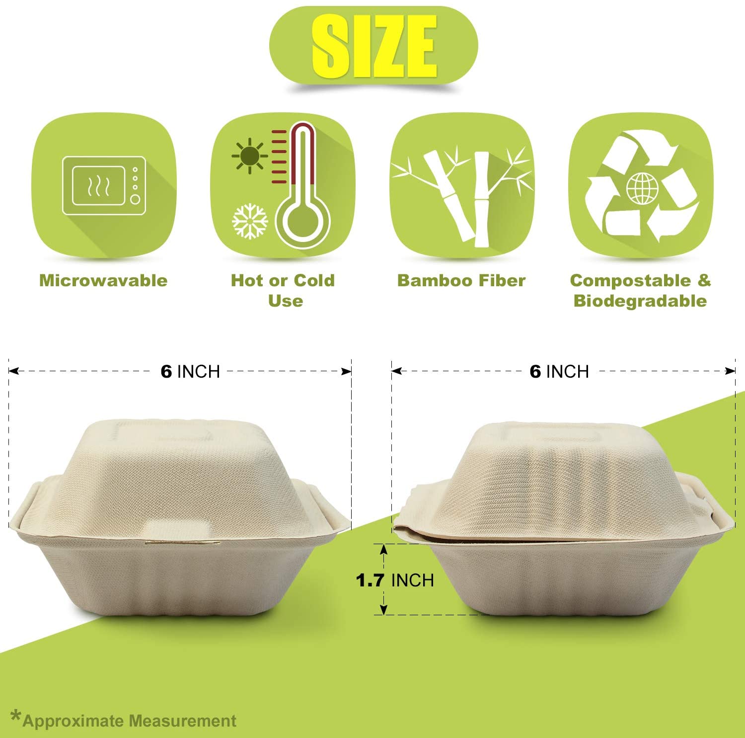 Sugarcane Bagasse Fast Food Packaging Container Burger Box 