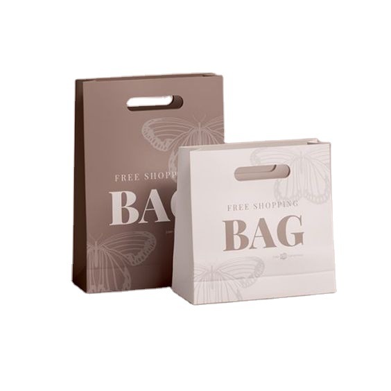 Factory Custom Print Logo White Paper Shopping Bag