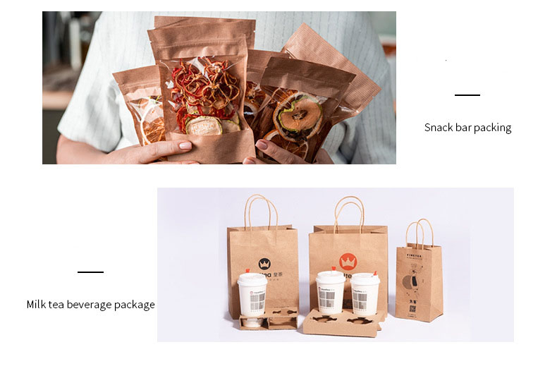 Wholesale disposable food takeaway paper packaging paper bag