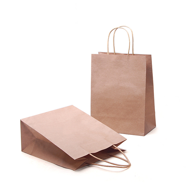 Wholesales Custom Logo Printed Recycled Packaging Shopping Gift Bag Kraft Paper Bag with Flat Handles