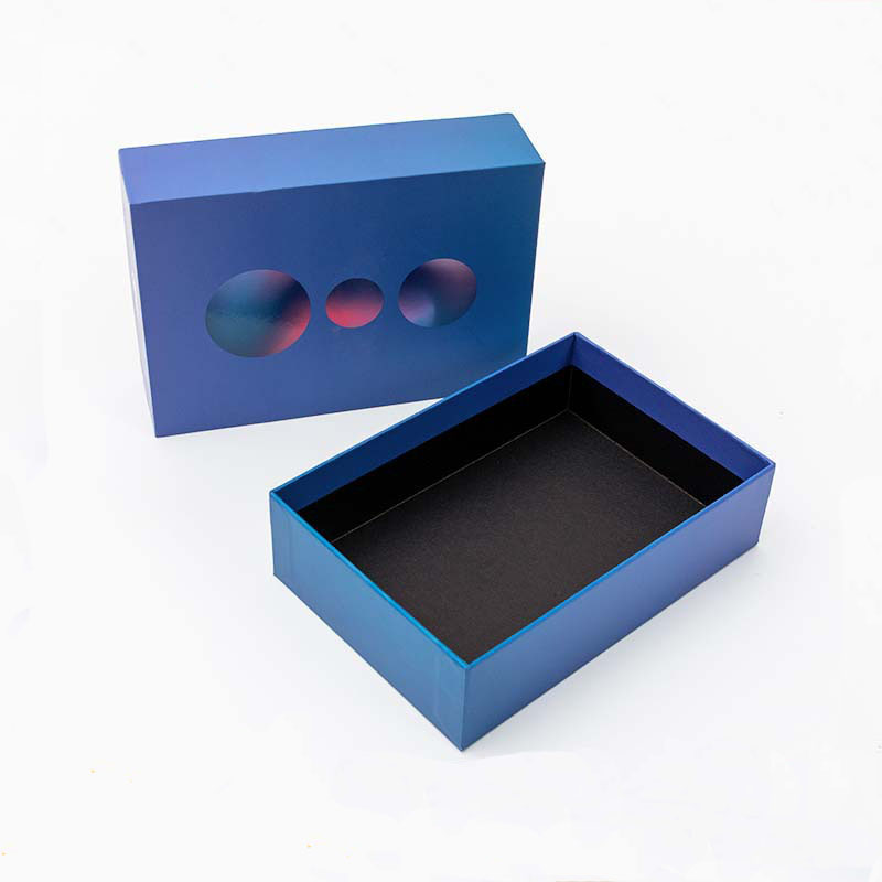 Custom purple cardboard perfume packaging box color stamping logo rigid lid basic gift box