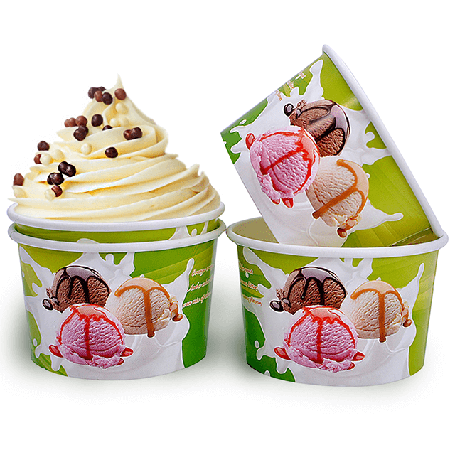  Ice Cream Paper Cups with Lid Spoon