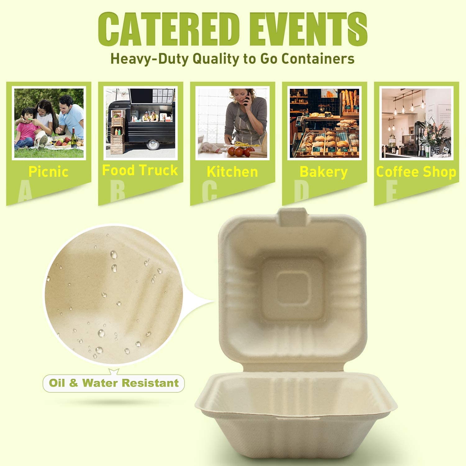 Sugarcane Bagasse Fast Food Packaging Container Burger Box 