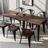 Solid Wood Dining Table Wrought Iron Table And Chair Combination